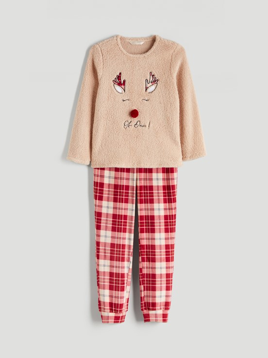 Pijama Takım AÇIK BORDO BASKILI