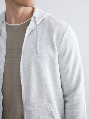 Fermuarlı Sweatshirt AÇIK GRİ MELANJ