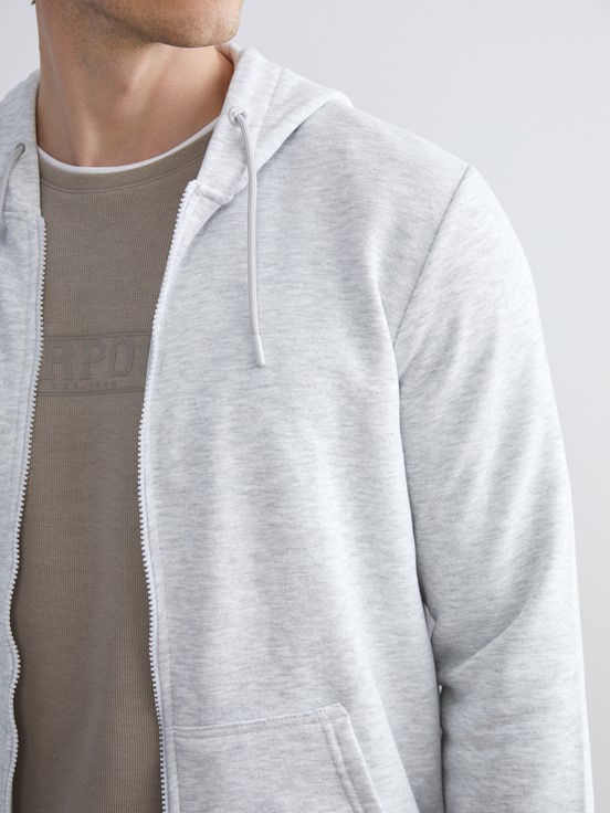 Fermuarlı Sweatshirt AÇIK GRİ MELANJ