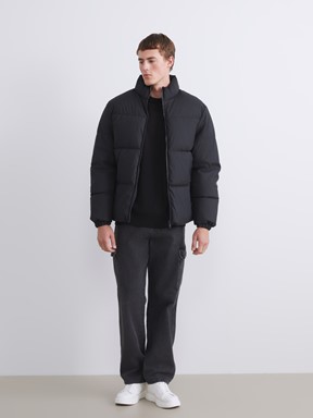 Deri Görünümlü Mont YENİ SİYAH