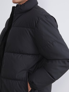 Deri Görünümlü Mont YENİ SİYAH