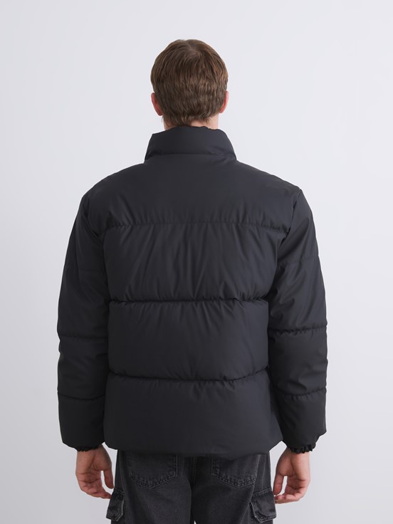 Deri Görünümlü Mont YENİ SİYAH