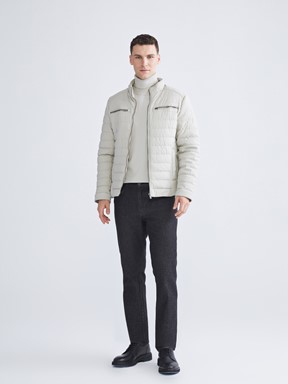 Deri Görünümlü Mont BEJ