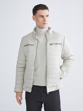 Deri Görünümlü Mont BEJ