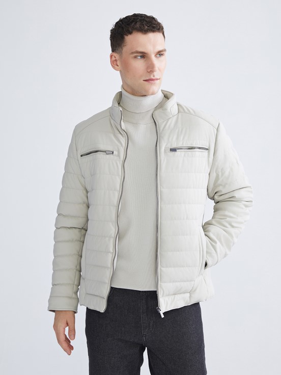 Deri Görünümlü Mont BEJ