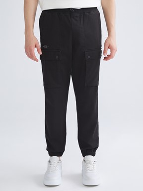 Slim Fit Gabardin Erkek Jogger Pantolon SİYAH
