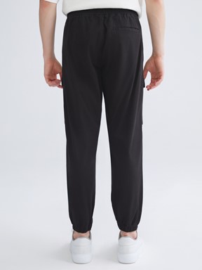 Slim Fit Gabardin Erkek Jogger Pantolon SİYAH