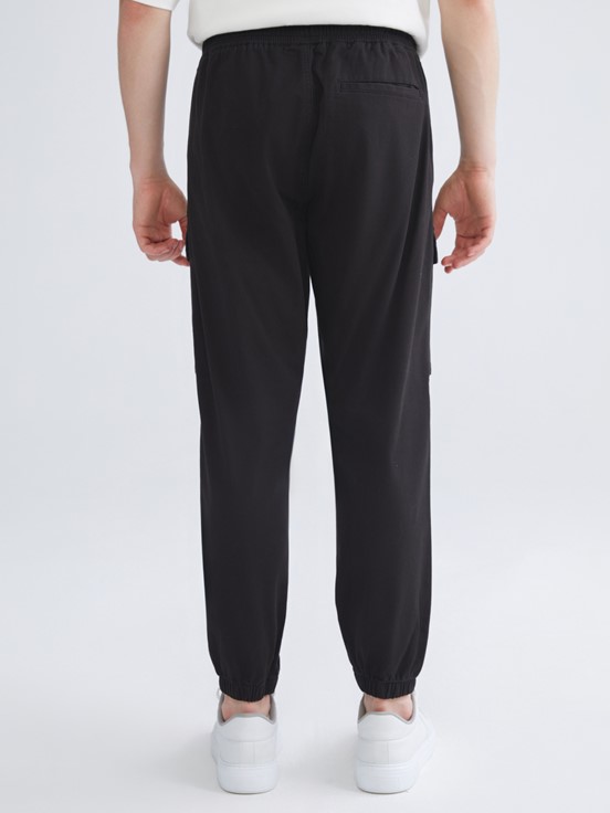 Slim Fit Gabardin Erkek Jogger Pantolon SİYAH
