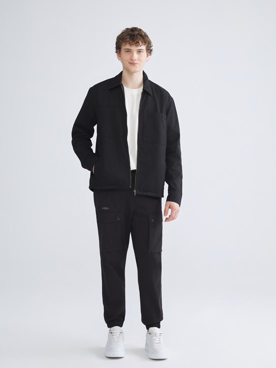 Slim Fit Gabardin Erkek Jogger Pantolon SİYAH