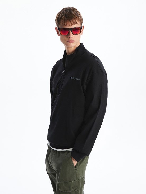 Fermuarlı Sweatshirt YENİ SİYAH
