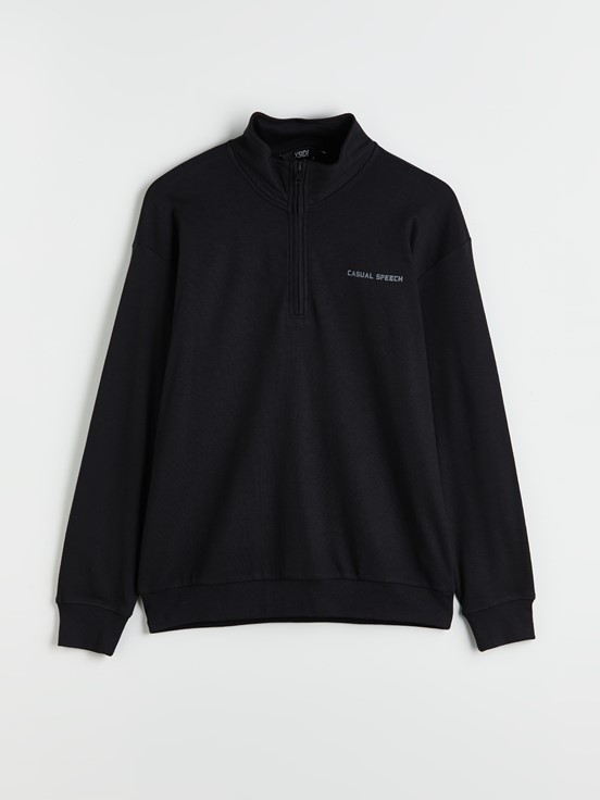 Fermuarlı Sweatshirt YENİ SİYAH