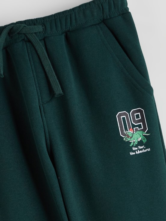 Beli Lastikli Erkek Çocuk Jogger Eşofman Altı KOYU YEŞİL