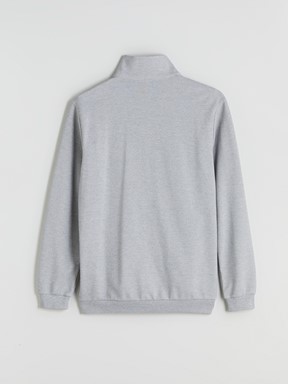 Fermuarlı Sweatshirt GRİ MELANJ