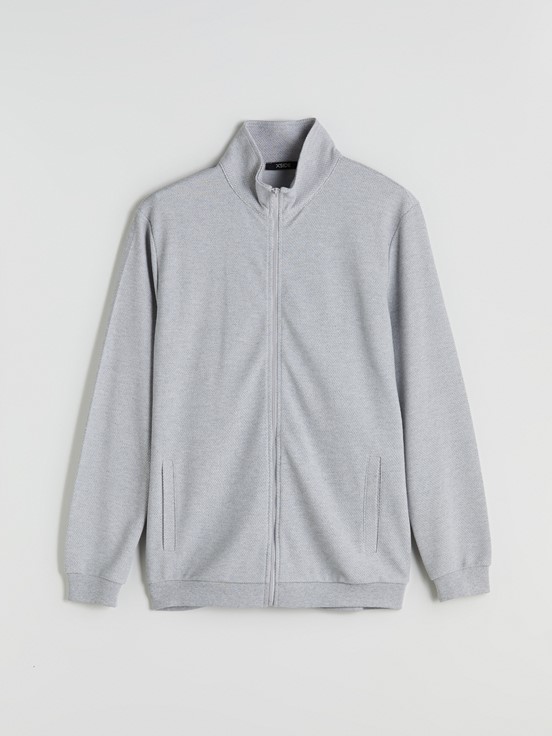 Fermuarlı Sweatshirt GRİ MELANJ