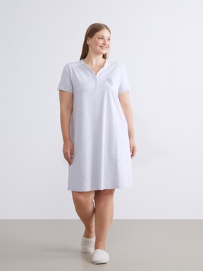 Gecelik GRİ MELANJ BASKILI