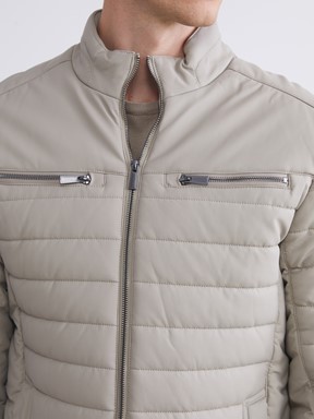 Deri Görünümlü Mont TAŞ RENGİ