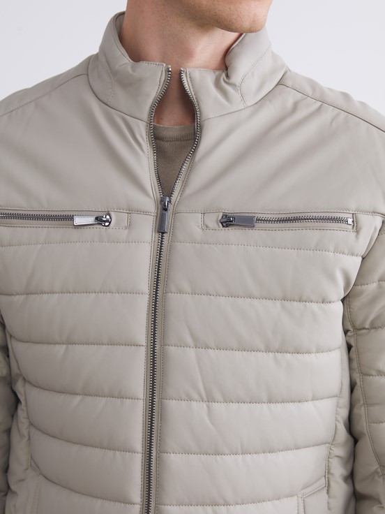 Deri Görünümlü Mont TAŞ RENGİ