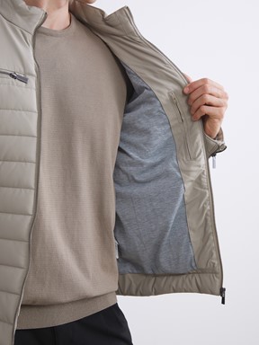 Deri Görünümlü Mont TAŞ RENGİ