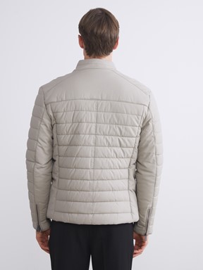 Deri Görünümlü Mont TAŞ RENGİ