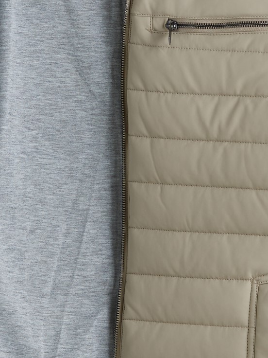 Deri Görünümlü Mont TAŞ RENGİ