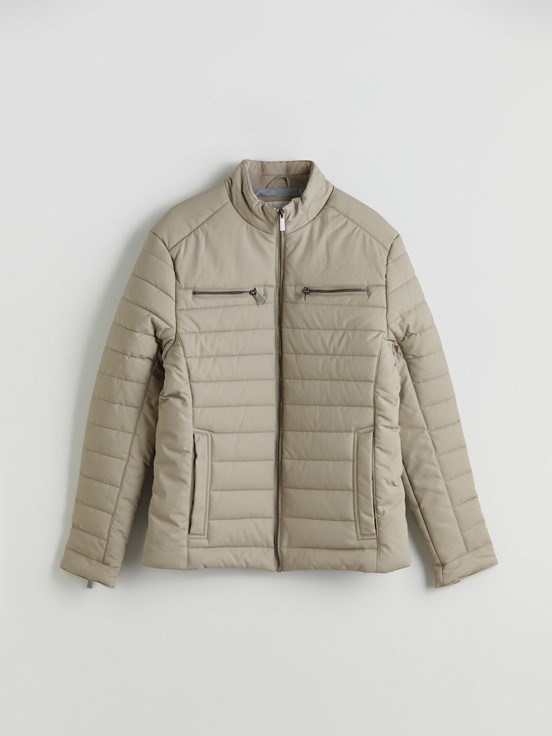 Deri Görünümlü Mont TAŞ RENGİ