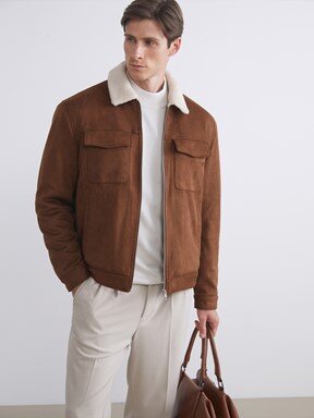 Deri Görünümlü Mont AÇIK KAHVERENGİ