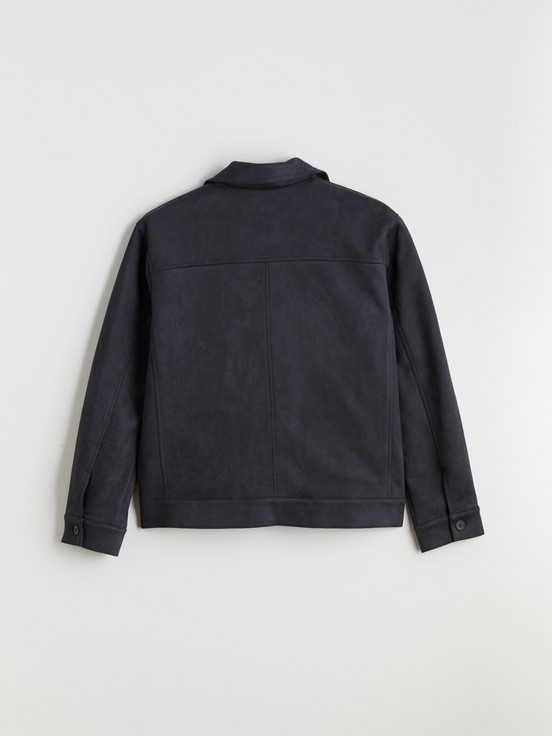 Deri Görünümlü Mont KOYU ANTRASİT