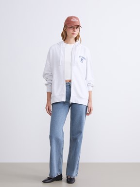 Fermuarlı Sweatshirt AÇIK GRİ MELANJ
