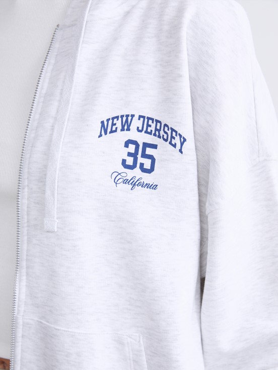 Fermuarlı Sweatshirt AÇIK GRİ MELANJ