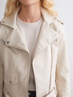 Deri Görünümlü Ceket EKRU