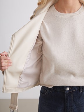 Deri Görünümlü Ceket EKRU