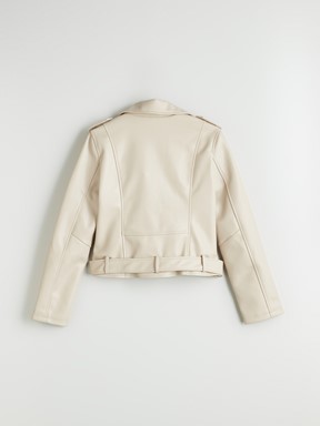 Deri Görünümlü Ceket EKRU