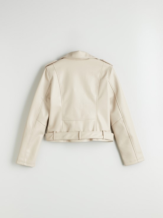 Deri Görünümlü Ceket EKRU