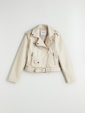 Deri Görünümlü Ceket EKRU