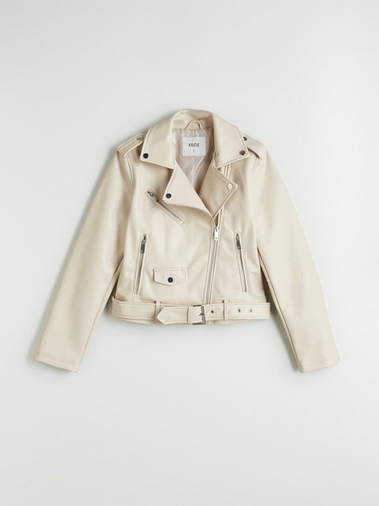 Deri Görünümlü Ceket EKRU