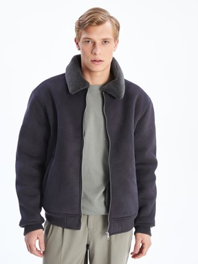 Deri Görünümlü Mont YENİ SİYAH