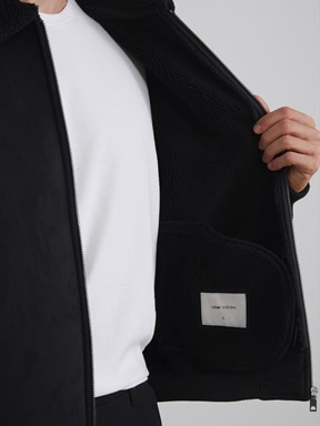 Deri Görünümlü Mont YENİ SİYAH