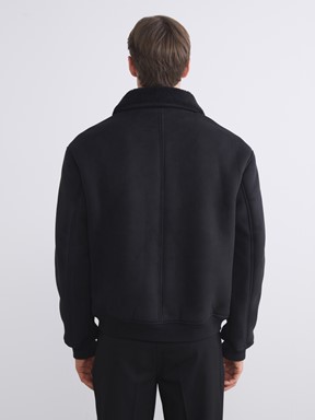 Deri Görünümlü Mont YENİ SİYAH