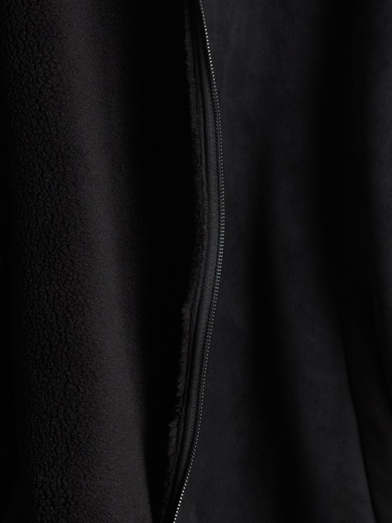 Deri Görünümlü Mont YENİ SİYAH