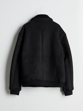 Deri Görünümlü Mont YENİ SİYAH