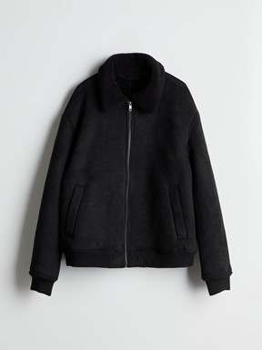 Deri Görünümlü Mont YENİ SİYAH