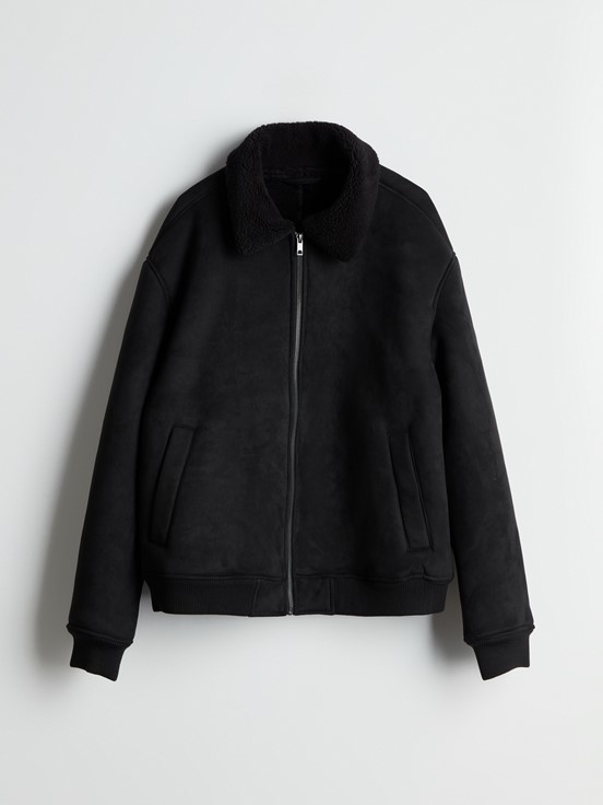 Deri Görünümlü Mont YENİ SİYAH