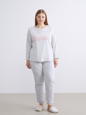 Pijama Takım GRİ MELANJ BASKILI
