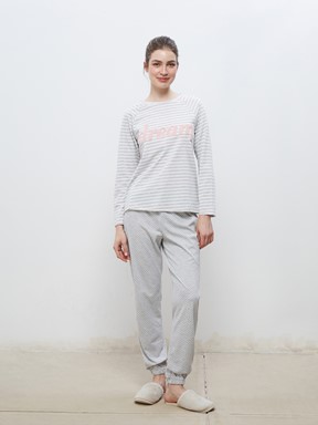 Pijama Takım GRİ MELANJ BASKILI