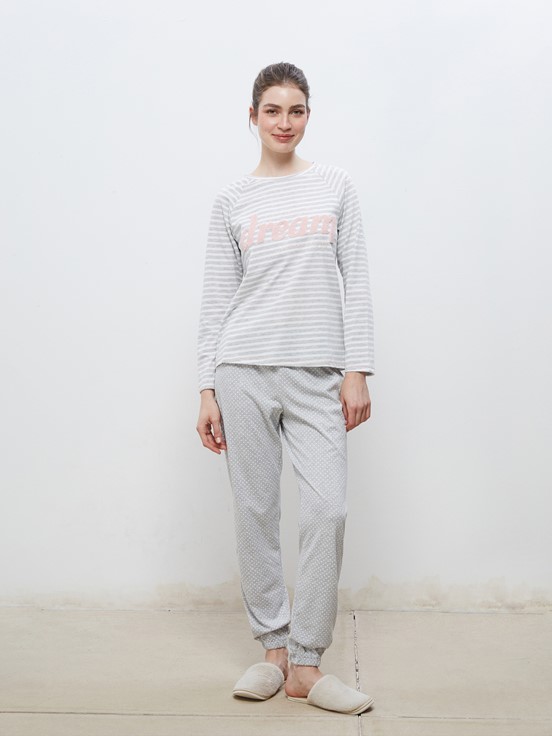 Pijama Takım GRİ MELANJ BASKILI