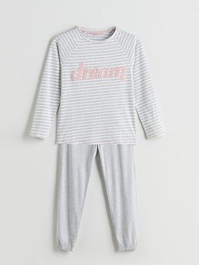 Pijama Takım GRİ MELANJ BASKILI