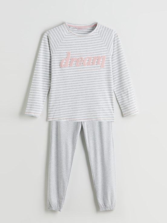 Pijama Takım GRİ MELANJ BASKILI