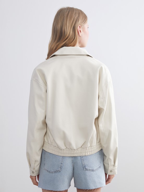 Deri Görünümlü Ceket AÇIK BEJ