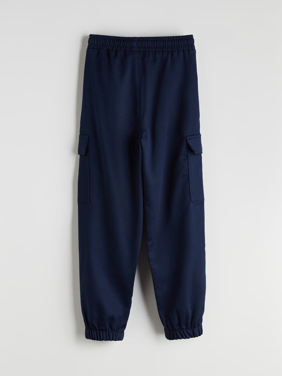 Beli Lastikli Erkek Çocuk Kargo Jogger Pantolon KOYU LACİVERT