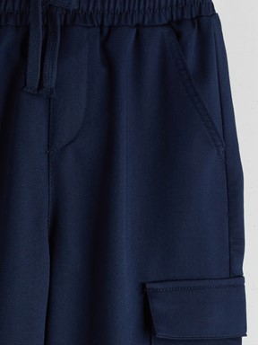 Beli Lastikli Erkek Çocuk Kargo Jogger Pantolon KOYU LACİVERT
